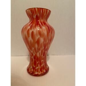 VINTAGE HAND BLOWN ART GLASS AMBER VASE 8.5 TALL